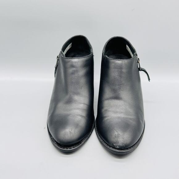 Vionic Boots Womens 8.5 Black Leather Taber Ankle Booties Side Zip Heel Comfort - Picture 3 of 10